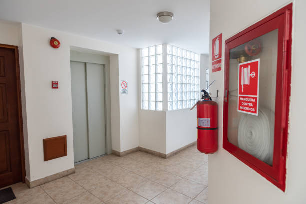 istock lobby entrance of apartment with elevator 2177830091