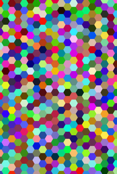 colorful hexagons without borders perfectly fit together like honeycomb cells with solid colors