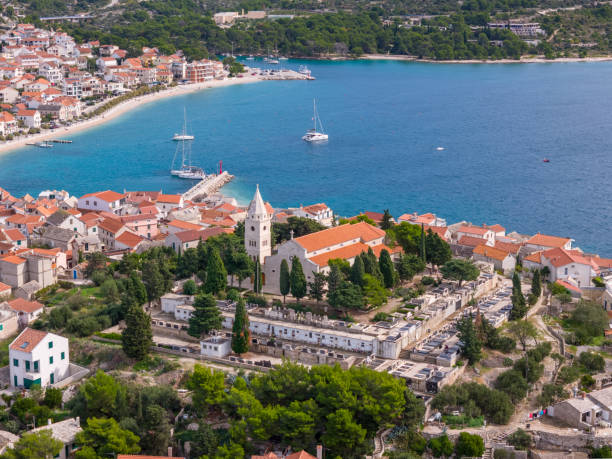 istock Primosten Croatia by drone 2177833099