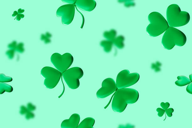 istock Seamless St. Patrick's Day pattern with clover, shamrock. Repeating design is festive and vibrant, ideal for creating holiday-themed decorations, fabrics and packages or wrapping paper. 3D render. 2177833120