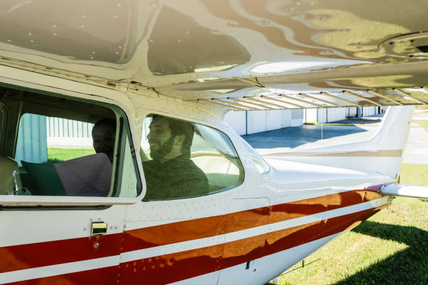 Business people travelling on a private plane