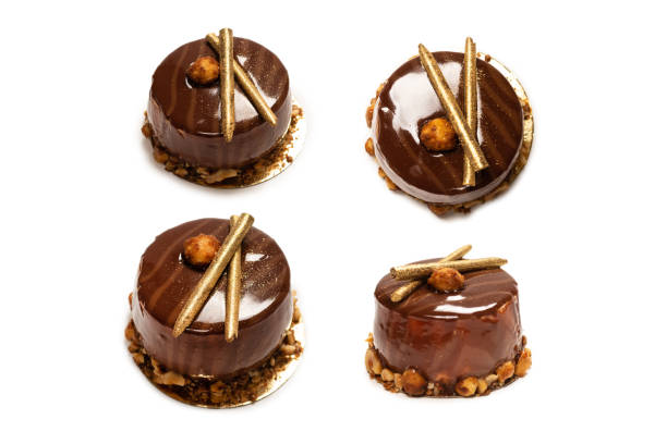 istock Chocolate and caramel cake isolated on a white background. 2177836130