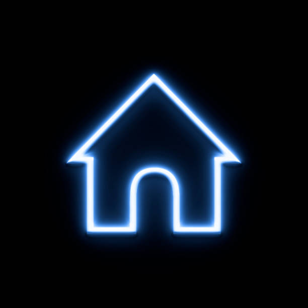 istock Button icon neon glowing on black background cut out isolated 2177842021