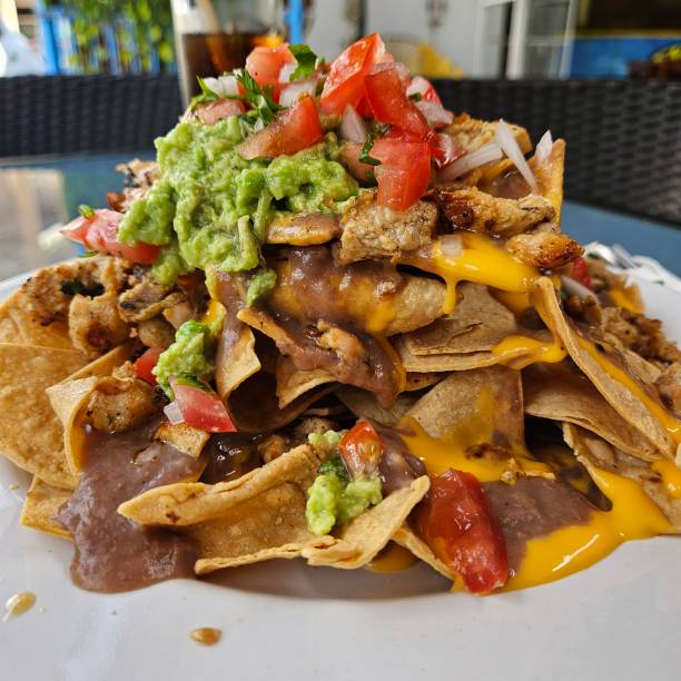 istock Fully loaded nachos entree with guacamole 2177850771