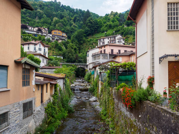 Quaint Village Scene with a Flowing Creek in Lezzeno
