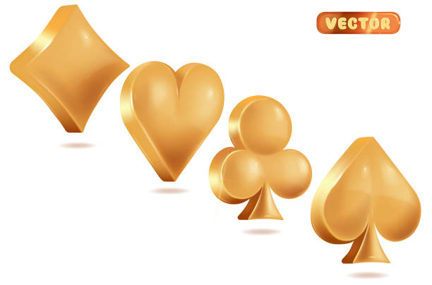 istock 3d Set of golden card suits icons vector illustration isolated on white background 2177851594