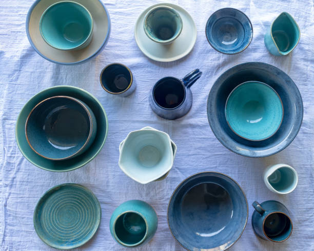 istock Handmade Ceramic Tableware, Blue, Aqua, Turquoise, Navy, Teal, Cerulean, Shades 2177861485