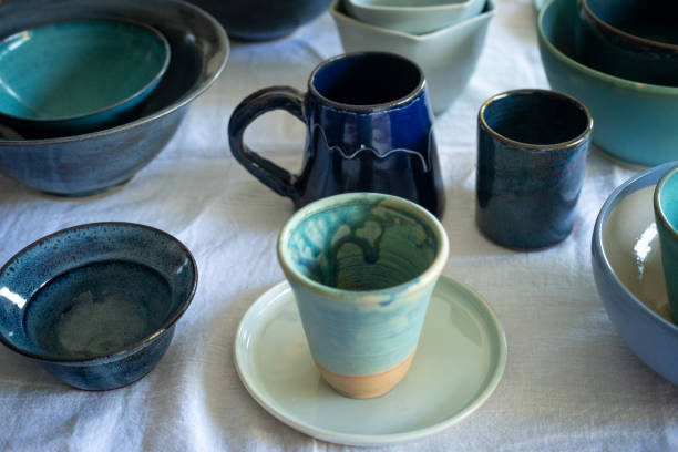 istock Handmade Ceramic Tableware, Blue, Aqua, Turquoise, Navy, Teal, Cerulean, Shades 2177861493