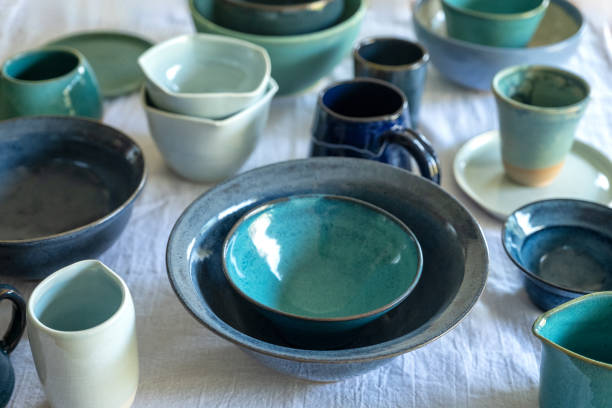 istock Handmade Ceramic Tableware, Blue, Aqua, Turquoise, Navy, Teal, Cerulean, Shades 2177861500