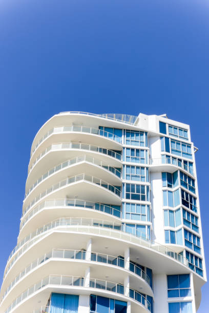 istock Modern apartment building against blue sky, background with copy space 2177864633