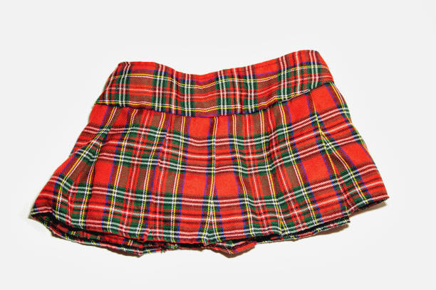 istock Red plaid mini skirt isolated on white background 2177867074
