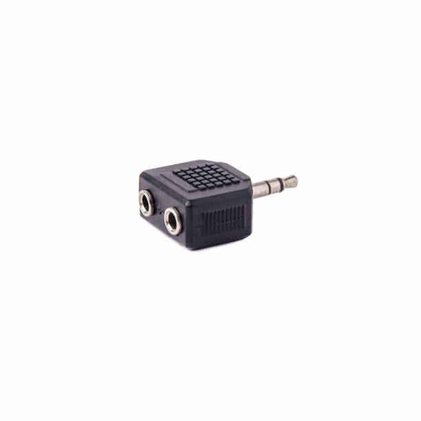 istock Mini Jack adapter with single to double output, isolated on white background 2177867120