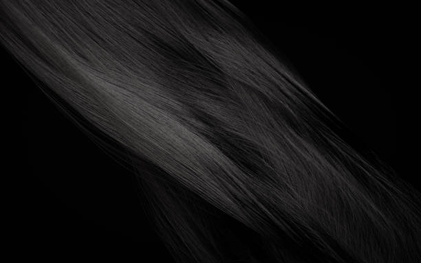 istock Dark black hair with wave shape, 3d rendering. 2177869674
