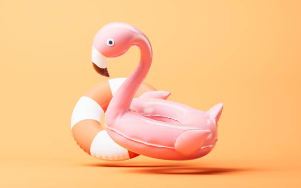 istock Flamingo balloon swim ring with cartoon style, 3d rendering. 2177869693