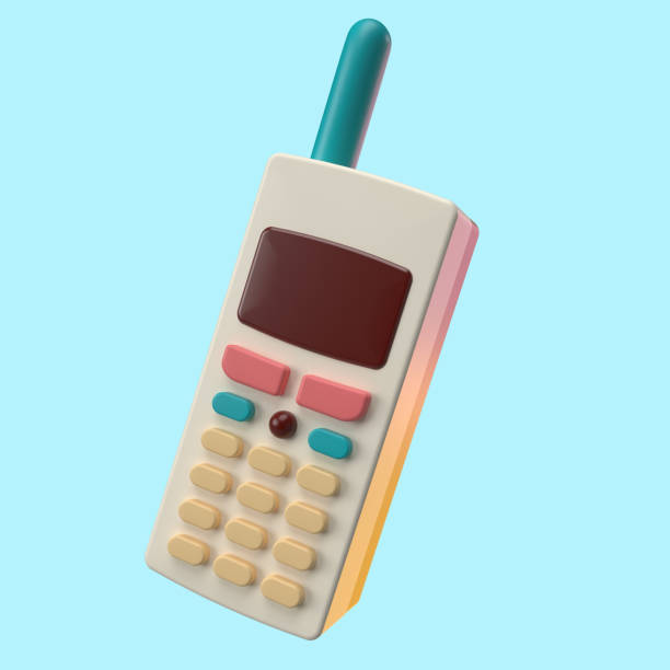 3D Rendering of Retro Handphone, Mobile Phone Icon for  Website, Application, and Banner. Retro Handphone 3D Illustration.