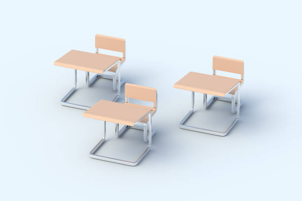 A vintage antique wooden school desk isolated on white