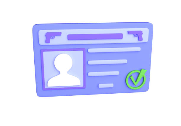 istock 3d weapon license icon, isolated illustration in cartoon style. 3d rendering 2177877710