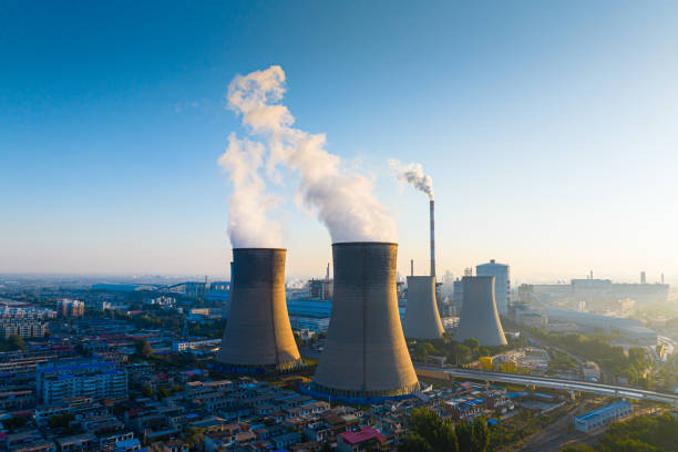 istock Aerial view of fired power station 2177879371