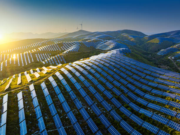 istock Aerial View Of Solar Panels In Mountain 2177879509