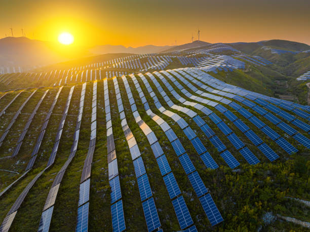 istock Aerial View Of Solar Panels In Mountain 2177879525