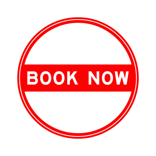 istock Red color round seal sticker in word book now on white background 2177881640