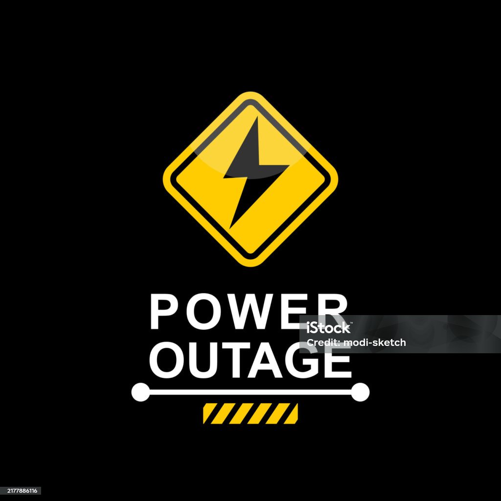 Power Inactive Sign Warning Power Outage Sign Vector Stock Illustration - Download Image ...