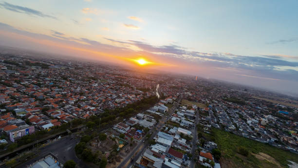 istock A city with a sunset in the background 2177887808