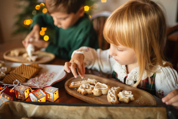 istock Children making Christmas cookies at home 2177911225