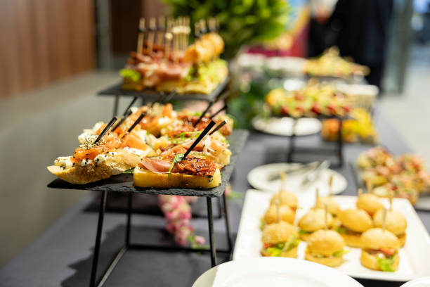 istock table Buffet Dishes. Bruschetta served at the catering 2177915031