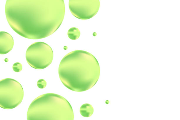 istock Glowing lime green 3D liquid bubbles or fluid jelly droplets isolated on transparent background. Aesthetic fresh composition for cosmetology, beauty science, skin care molecular concept. 2177917681