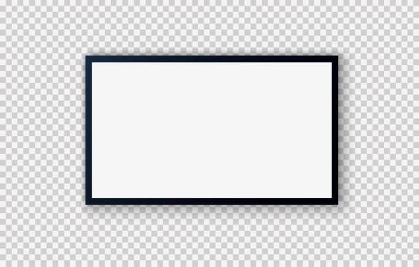 istock TV screen. Modern stylish LED LCD panel. Large computer monitor display mockup. TV template. Vector illustration of a plasma TV monitor on a transparent background. 2177922329