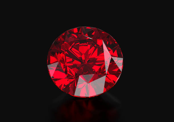 istock Dazzling diamond red gemstones on black background 2177925017