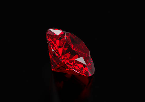 istock Dazzling diamond red gemstones on black background 2177925019
