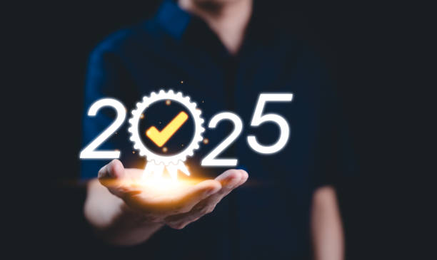 istock Success goals 2025, focus service quality, implement business plan, ensure quality assurance and guarantee, pursue ISO certification, standardization, develop market strategies, drive company growth, 2177929515