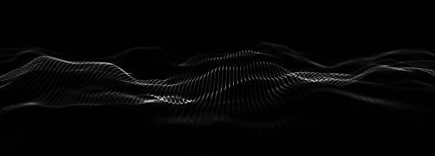istock Technology background. Abstract digital particle wave. Futuristic abstract waves glowing grid curves dynamic flowing. Sound wave visualization. Widescreen. 3D rendering. 2177931703