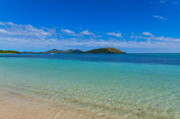 View of Blue Lagoon beach in Nacula Island, Yasawa Islands, Fiji