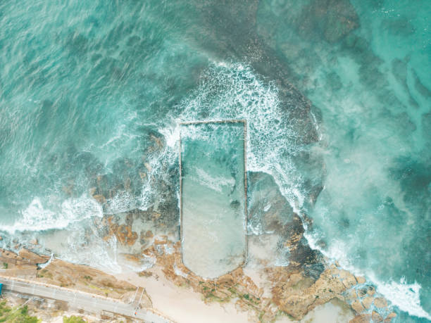 Shallow rock pool on the rocky reef  seaside at Cronulla in the Sutherland Shire, Australia