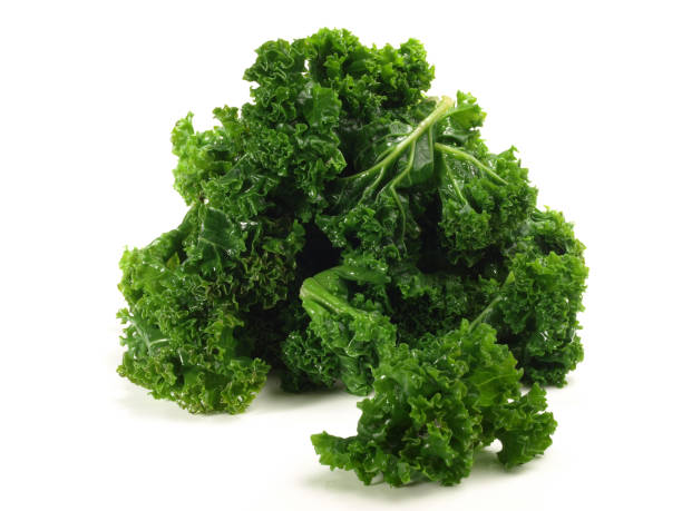 istock Boiled Green Curly Kale on white Background 2177941819