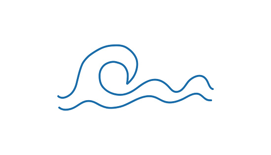Sea Wave Doodle Ocean Curl Waves Vector Marine Outline Sketch Stock ...