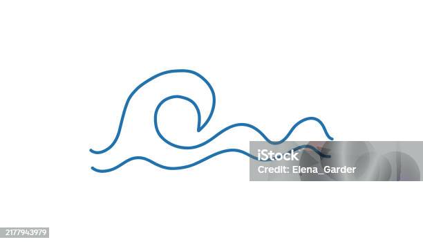 Sea Wave Doodle Ocean Curl Waves Vector Marine Outline Sketch Stock ...