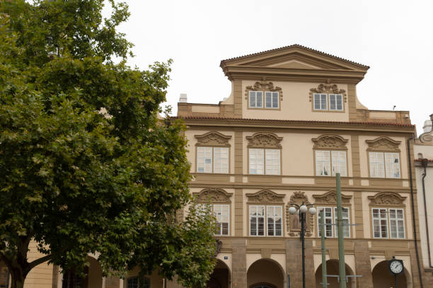 istock In front of a large building, there stands a tree that enhances the view 2177945296