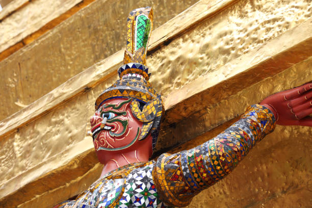 istock Colorful Guardian Figure at Gold Temple Structure 2177948554