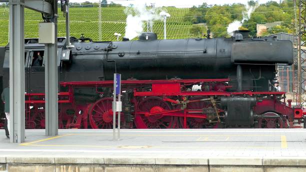 istock Historical steam train waits at the station. 2177953774