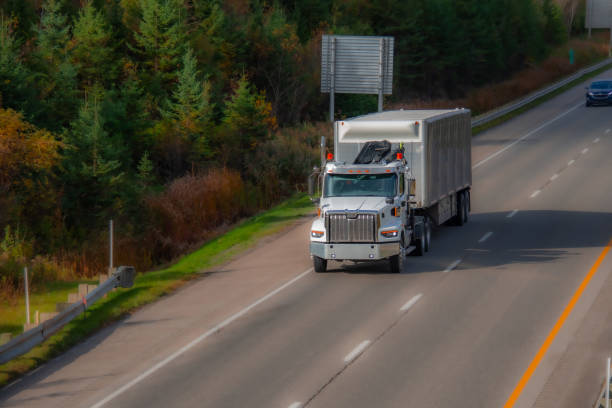 istock Heavy truck on a Canadian highway 2177955578