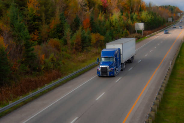 istock Heavy truck on a Canadian highway 2177955638