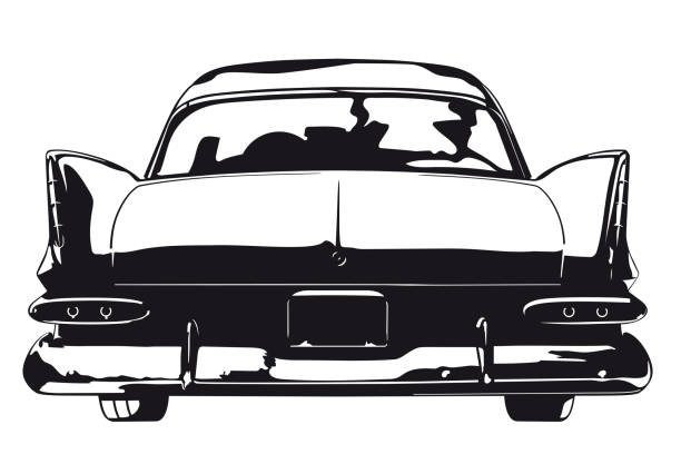 ilustrações de stock, clip art, desenhos animados e ícones de vintage american limousine vector illustration - 1950 1959