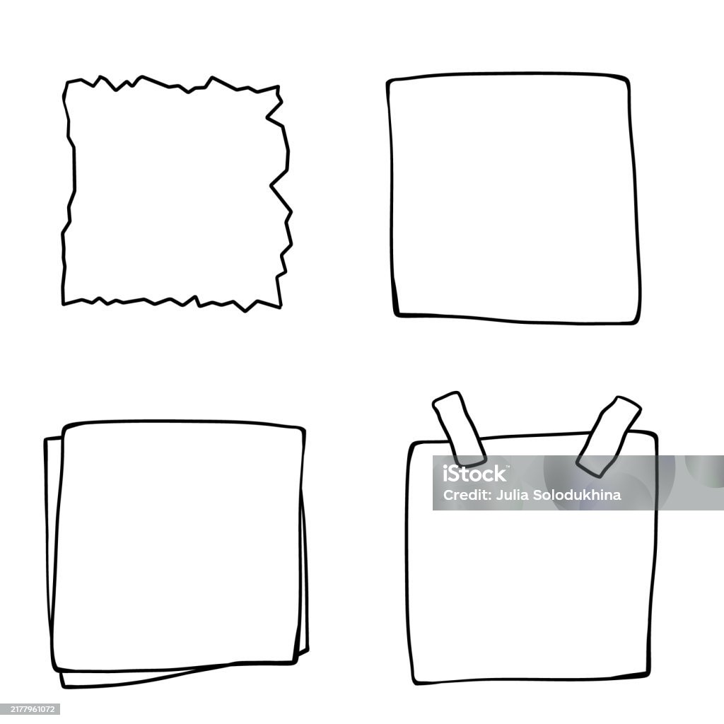 Frame With Message Notes Hand Drawn Square Frames With Different Pattern Doodle Frames For ...