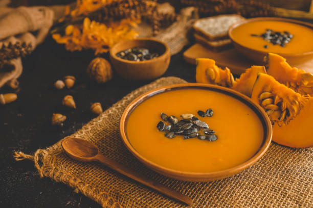 istock Pumpkin soup, autumn cozy mood 2177968104