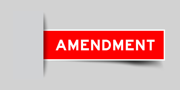 Amendment Number Sign Red Color Square Shape Sticker Label With Word Amendment Inserted In ...