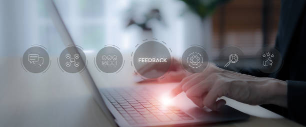 istock Get feedback for improvement. Listen to team and customer feedback to improve work efficiency. Team communication skill, engagement, idea sharing, open mind, customer feedback and consulting. 2177968717